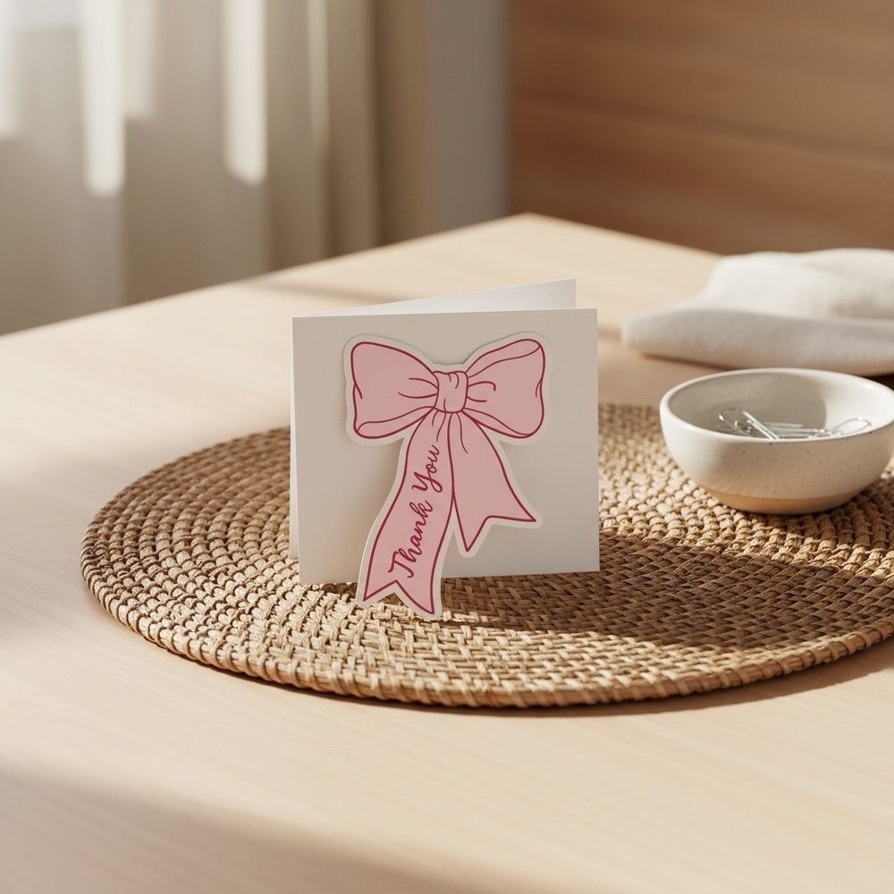 Pink Bow Thank You Cards – 50 pcs | Cute Packaging Insert NEW - Picture 2 of 3
